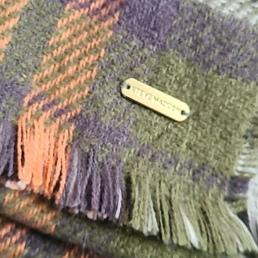 Steve Madden Plaid ‎ Houndstooth Scarf Reversible Print nwt